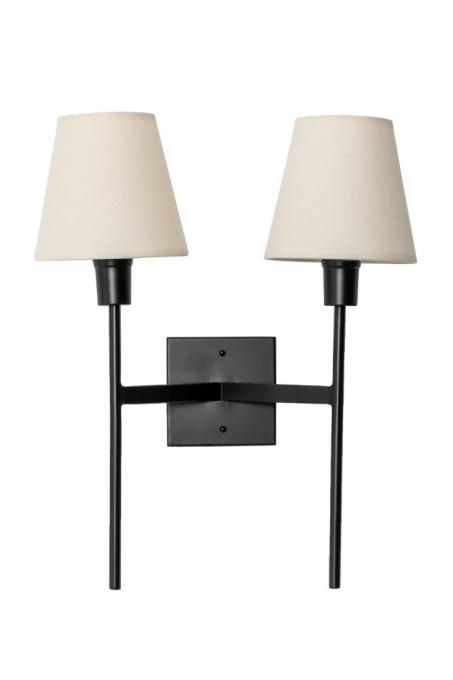 Arandela Foco Metallo Tocheiro Dupla Cúpulas Tecido 2L E27 480x380x180mm AR 125