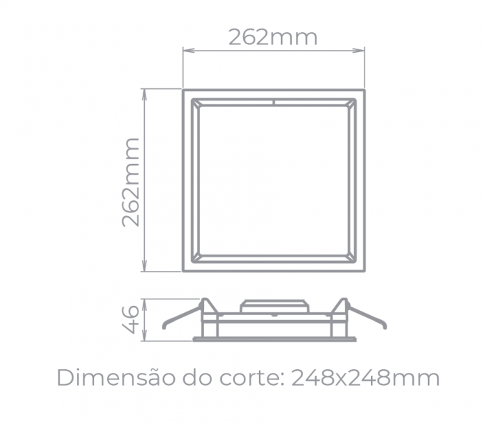 Painel Embutir Stella Deep Branco Recuado 22 Watts 4000K 262x262mm STH8904BR/40