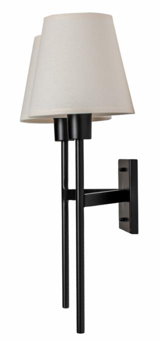 Arandela Foco Metallo Tocheiro Dupla Cúpulas Tecido 2L E27 480x380x180mm AR 125