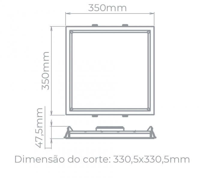 Painel Embutir Stella Deep Branco Recuado 28 Watts 5000K 350x350mm STH8905BR/50