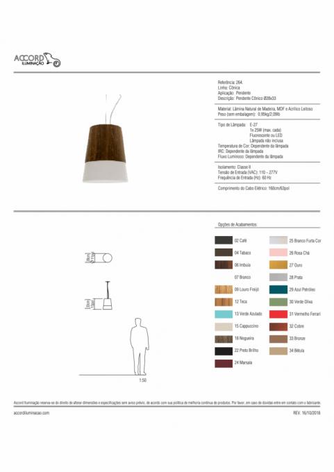 Pendente Accord Cônico Liso 1L E27 Ø275x330mm 264