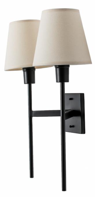 Arandela Foco Metallo Tocheiro Dupla Cúpulas Tecido 2L E27 480x380x180mm AR 125