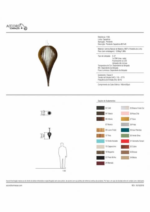 Pendente Accord Capadócia 1L E27 Ø270X45mm 1189
