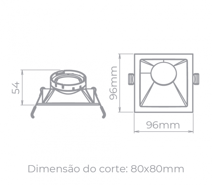 Spot Embutido Angular Stella Square Angle Preto 25° Dicróica 96x96mm STH8970PTO