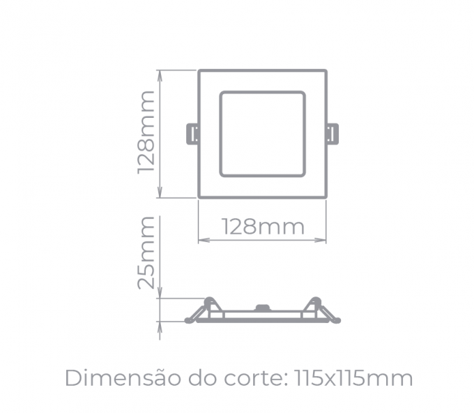 Painel Embutir Stella 6 Watts 4000K 120° 128x128mm STH9951Q/40
