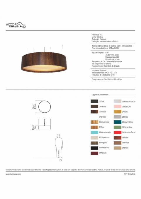 Pendente Accord Cilíndrico 7L E27 Ø900x250mm 217