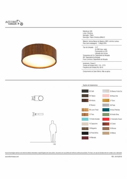 Plafon Accord Cilíndrico 2L E27 Ø400X125mm 529