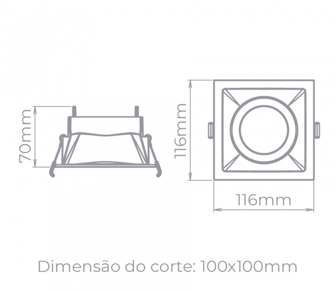 Spot Embutido Direcionável Stella Square Branco PAR20 116x116mm STH8920BR