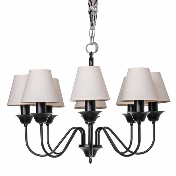 Lustre Foco Metallo Belga Cúpulas Tecido 8L E27 Ø700x480mm LU 409/8