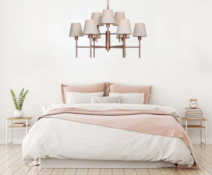 Lustre Foco Metallo Amalfi Cúpulas Tecido 9L E27 Ø860x580mm LU 419/9