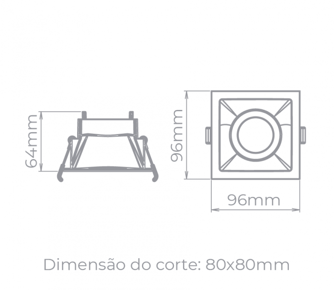 Spot Embutido Direcionável Stella Square Preto Dicróica 96x96mm STH8915PTO