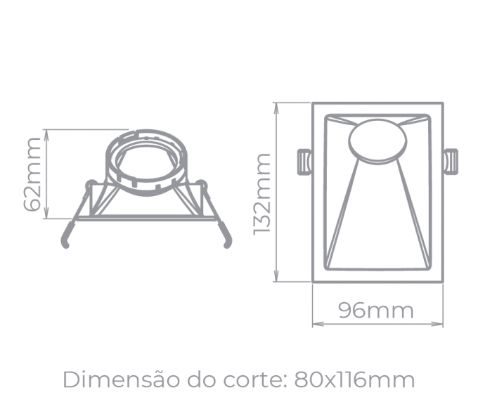 Spot Embutido Angular Stella Square Angle Branco 40° Dicróica 132x96mm STH8975BR