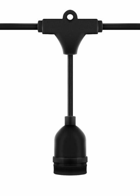 Cabo Porta Lâmpadas Stella Hang 8L E27 IP65 5,50m Preto STH7099