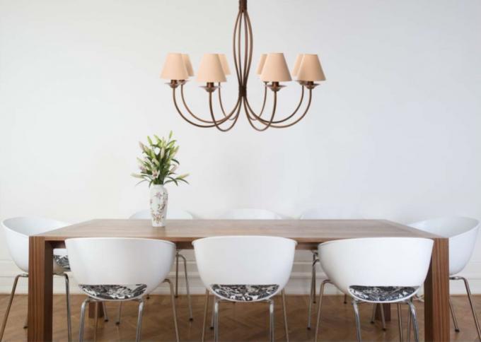 Lustre Foco Metallo Puntas Cúpulas Tecido 8L E27 Ø1000x950mm LU 400/8