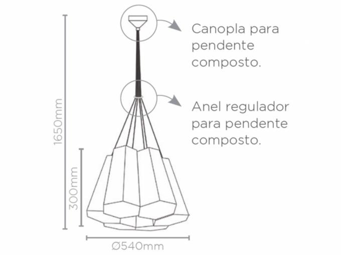 Canopla Composta Stella para Pendente (Até 6 unidades) Metal Cromado SD8599