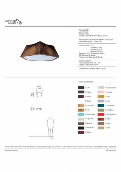 Plafon Accord Multifacetado Physalis 2L E27 Ø500x150mm 5063