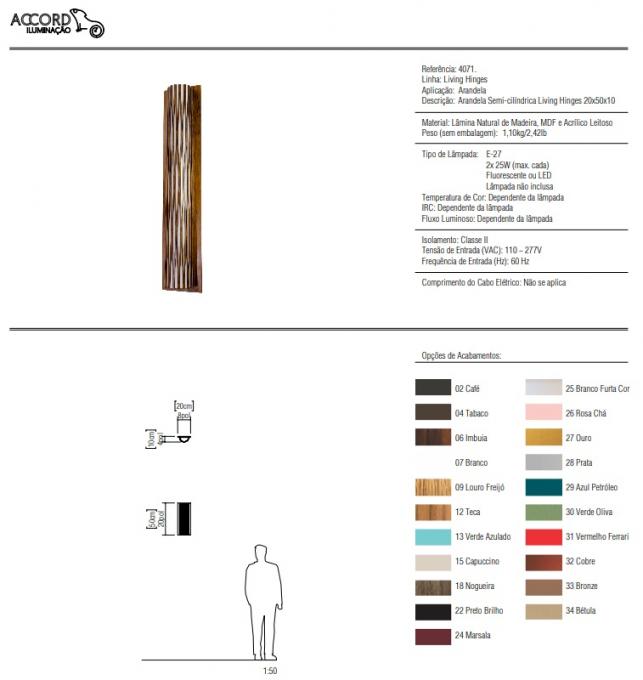 Arandela Accord Living Hinges 2L E27 200x100x500mm 4071