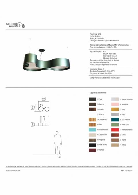 Pendente Accord Orgânico Semi Cilíndrico KS 5L E27 800x550x200mm 1216