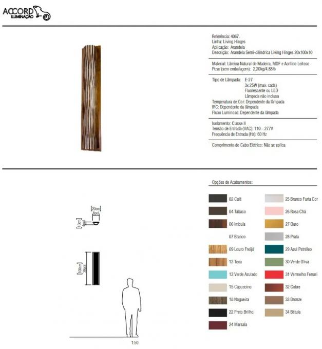 Arandela Accord Living Hinges 2L E27 200x100x1000mm 4067