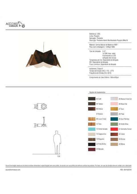 Pendente Accord Multifacetado Physalis 1L E27 Ø470x200mm 1283