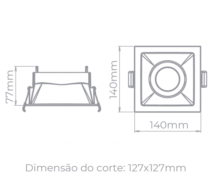Spot Embutido Direcionável Stella Square Branco PAR30 140x140mm STH8925BR
