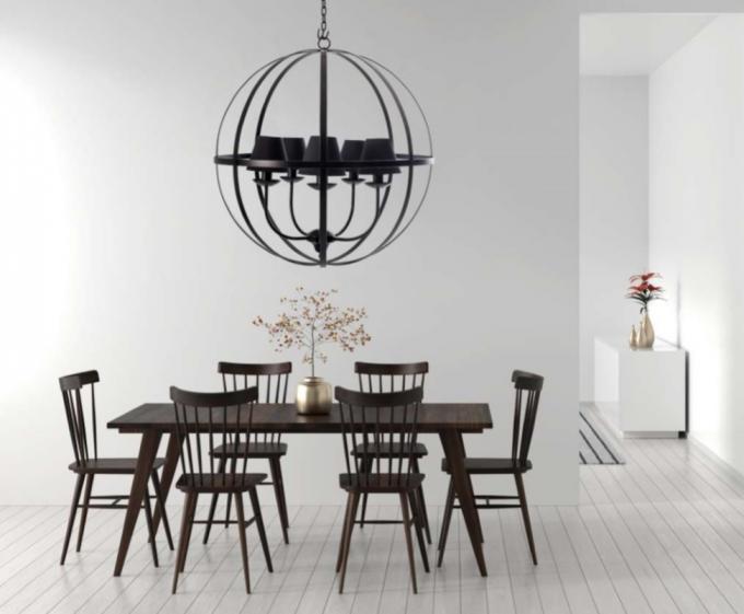 Lustre Foco Metallo Globo G Cúpulas Tecido 5L E27 Ø800x850mm LU 404/5