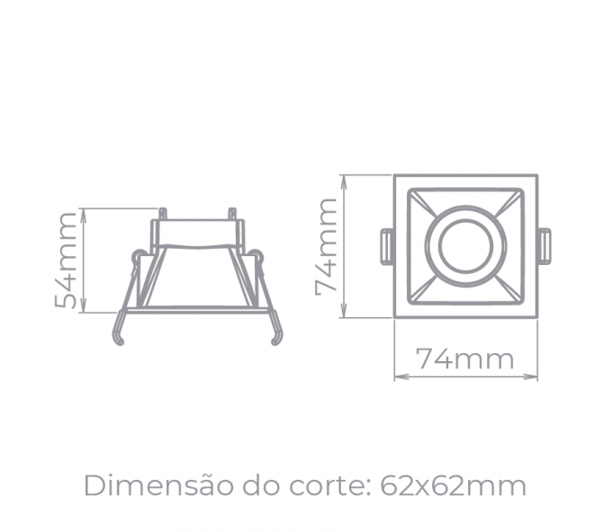 Spot Embutido Direcionável Stella Square Branco Mini Dicróica 74x74mm STH8910BR