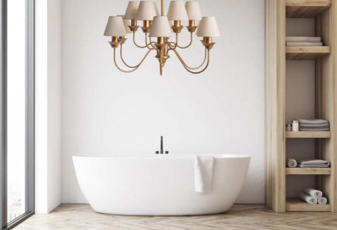 Lustre Foco Metallo Belga Cúpulas Tecido 12L E27 Ø900x510mm LU 409/12