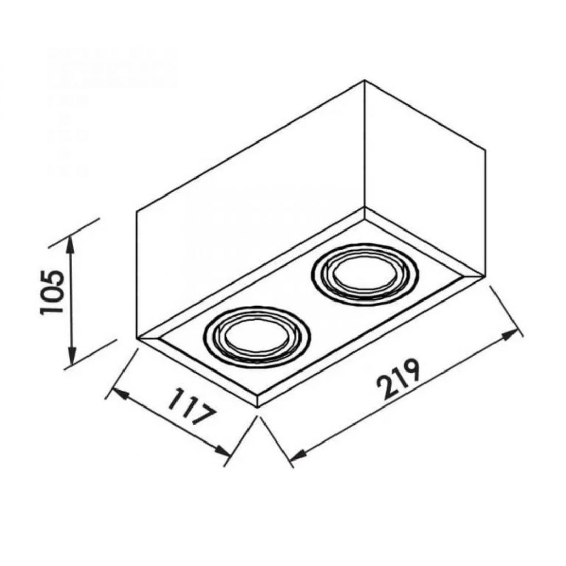 Plafon Sobrepor Newline Box Facho Direcional 2L AR70 GU10 117x219x105mm IN41142