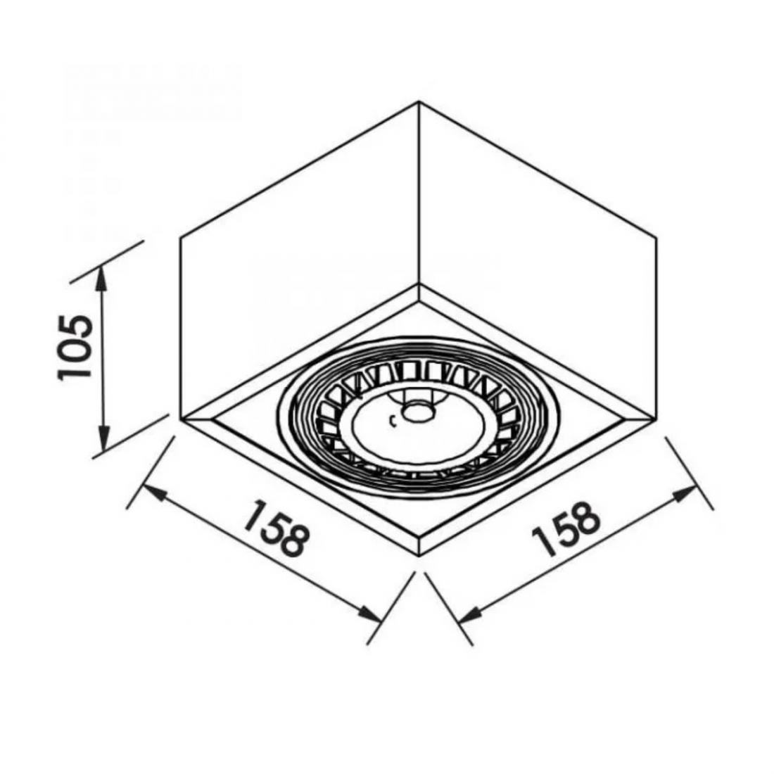 Plafon Sobrepor Newline Box Facho Direcional 1L AR111 GU10 158x158x105mm IN41151