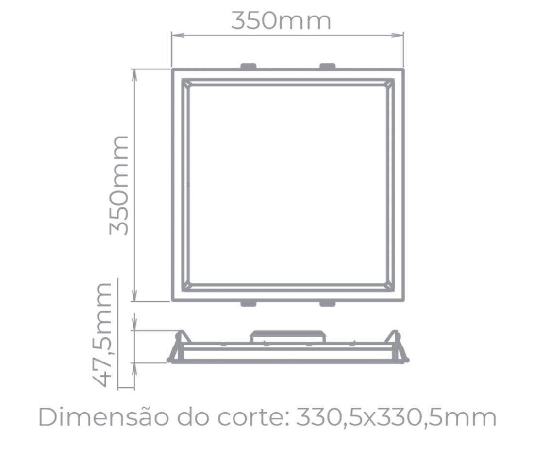 Painel Embutir Stella Deep Preto Recuado 28 Watts 4000K 348x348mm STH8905PTO/40