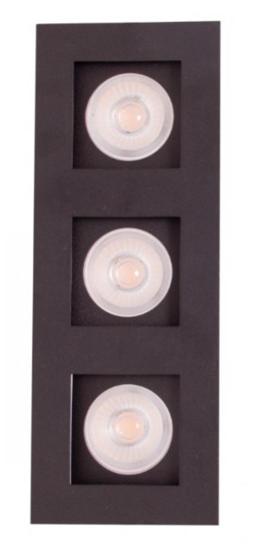 Embutido Eisen Recuado Direcional Triplo MR11 Mini Dicróica Alumínio 210x70mm EM703