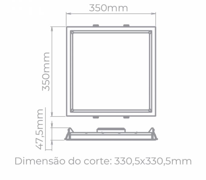 Painel Embutir Stella Deep Preto Recuado 28 Watts 3000K 348x348mm STH8905PTO/30
