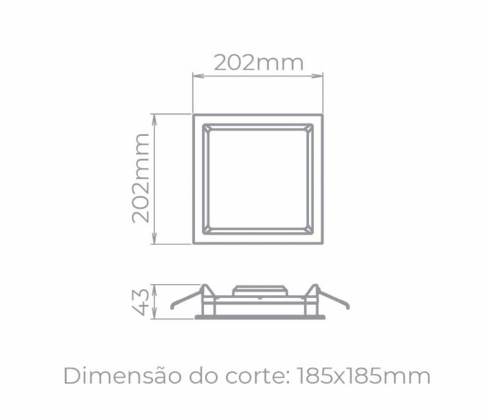 Painel Embutir Stella Deep Preto Recuado 17 Watts 3000K 202x202mm STH8903PTO/30