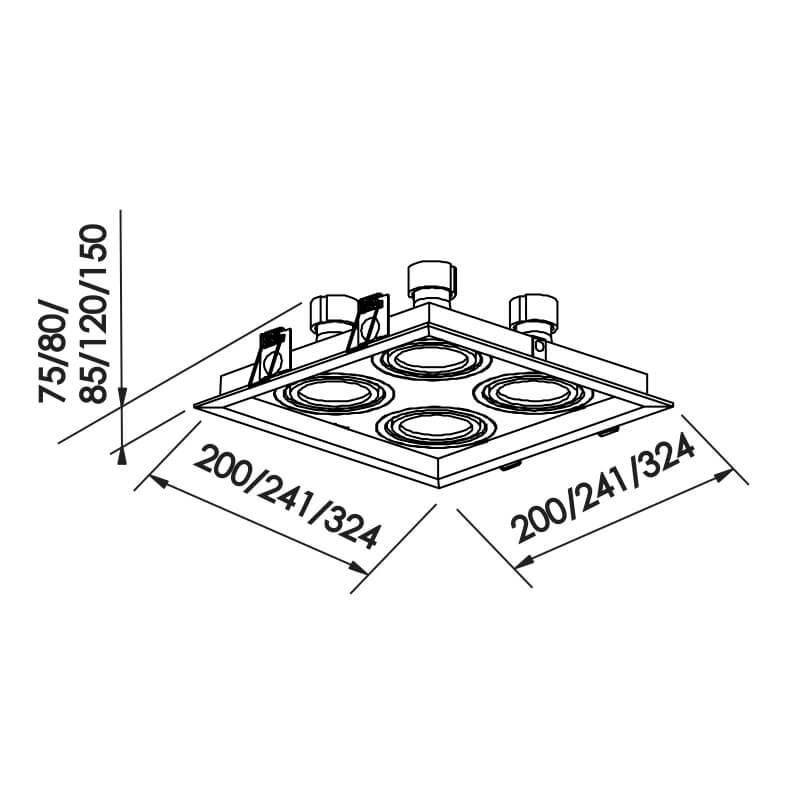 Embutido Direcional Newline Recuado II 4L PAR20 241x241x120mm IN50334
