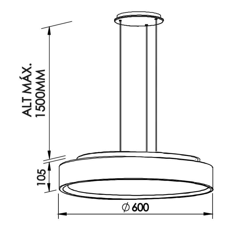 Pendente Newline Ring Redondo 6L E27 Ø600x105mm 9086