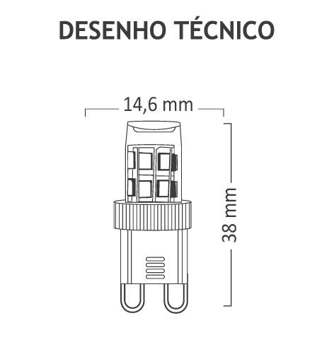 Lâmpada LED Mundial Halopin G9 2 watts 220V 2700K Ø16x39mm ML-0149