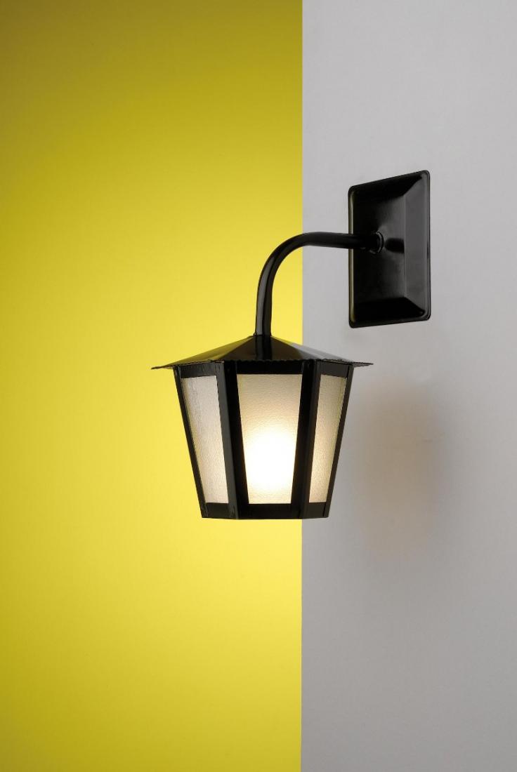 Arandela Ideal Colonial Sextavada Pequena Aço Fosfatizado e Vidro 1L E27 290x190x260mm L-1-B