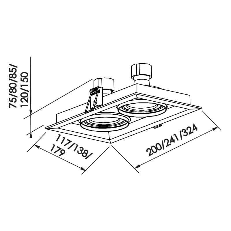 Embutido Direcional Newline Recuado II 2L AR70 138x241x80mm IN51342

