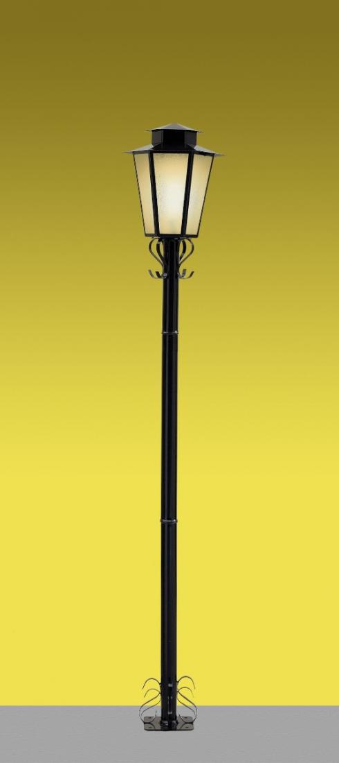 Poste Ideal Colonial Externo Sextavado Aço Fosfatizado e Vidro Transparente 1L E27 1760x320x320mm P-9 VT