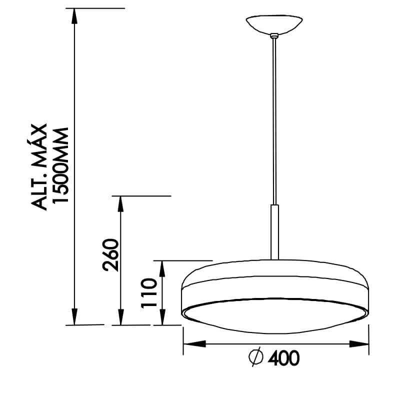 Pendente Newline Victoria 3L E27 Ø400x260mm 166