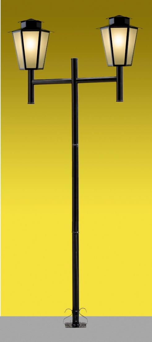 Poste Ideal Colonial Externo Aço Fosfatizado e Termoplástico 2L E27 2000x1000x320mm P-9/2