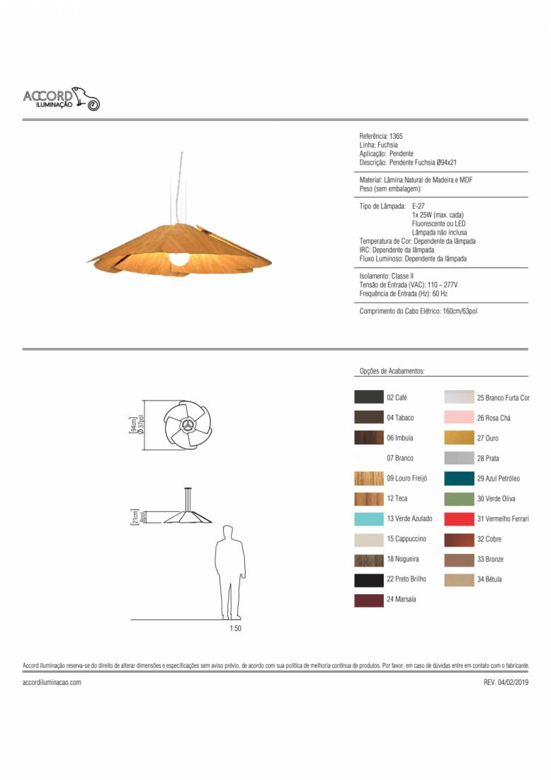 Pendente Accord Fuchsia 1L E27 Ø950x215mm 1365