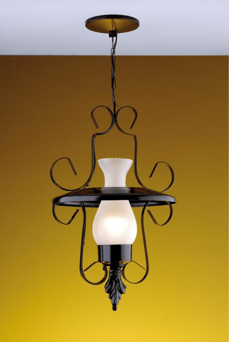 Pendente Ideal Colonial Texas Aço Fosfatizado e Vidro 1L E27 Ø320X660mm L-R-2 C/V VT