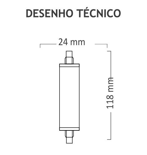 Lâmpada LED Mundial Palito R7s 8 watts 2700K 360° Bivolt ML-0142