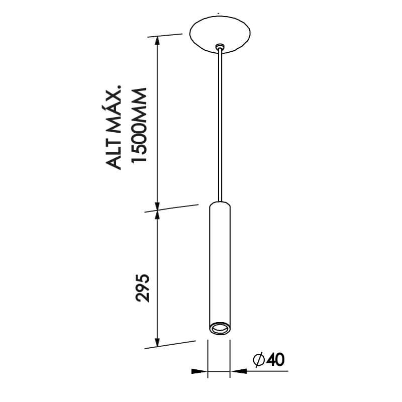 Pendente Newline Lisse 1L Mini Dicróica Ø40,5x295mm 430