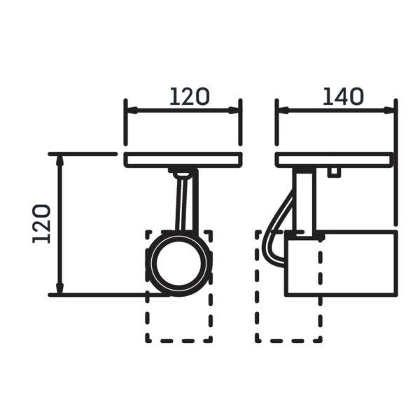 Spot Sobrepor Newline Lisse II 1L Dicróica 120x140x120mm IN55625