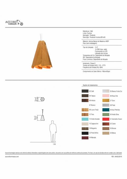 Pendente Accord Cônico Fuchsia 1L E27 Ø310x430mm 1363