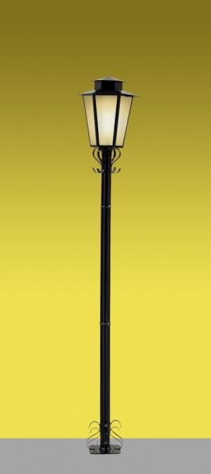 Poste Ideal Colonial Externo Sextavado Aço Fosfatizado e Vidro Transparente 1L E27 1760x320x320mm P-9 VT