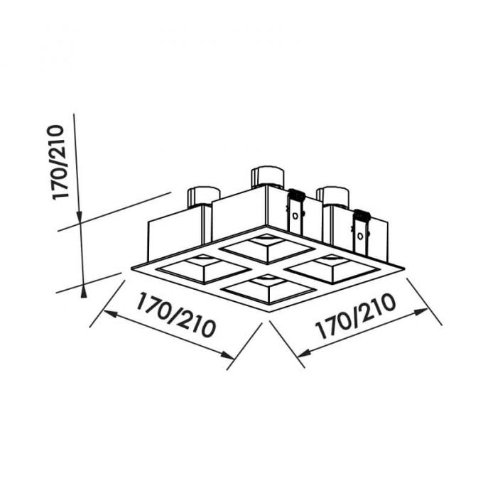 Embutido Direcional Newline Flat 4L AR70 210x210x85mm IN65144